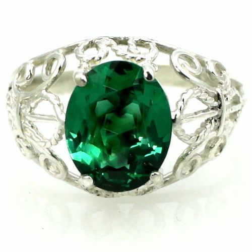 Russian Nanocrystal Emerald, 925 Sterling Silver Ring, SR162