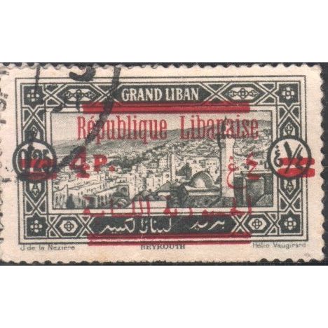 Lebanon 1928 - SG110 - 4p on op.25 black - Beirut (No. 96 of 1925) - used