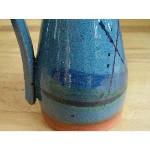 Attractive Blue Glazed Studio Pottery Jug - Marked