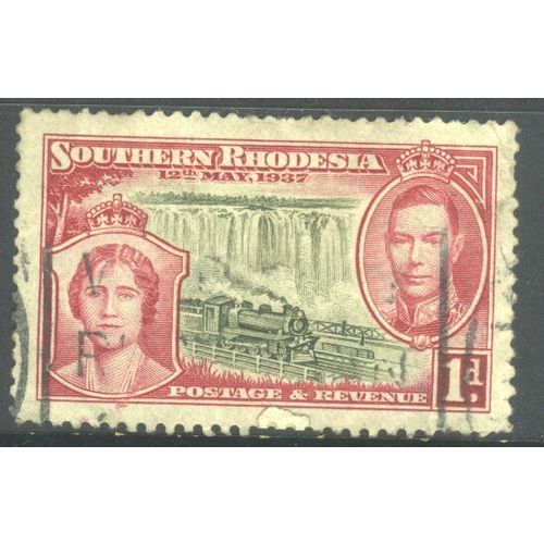 Southern Rhodesia 1937 - SG36 - 1d olive & red - Coronation - used
