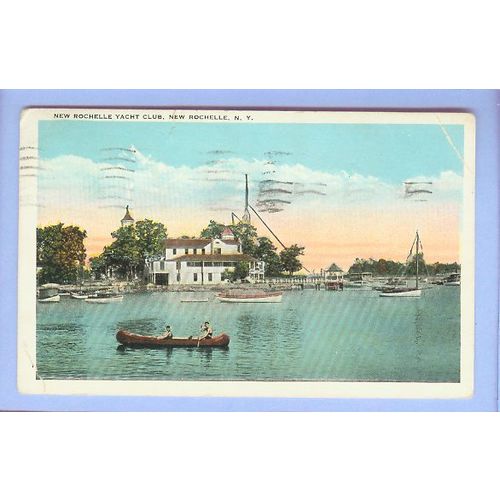 New York New Rochelle New Rochelle Yacht Club View From Water w/Small Boat~299