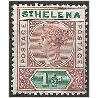 St Helena 1890 SG48 1 1/2d Red-Brown & Green P14 Wmk Crown CA Mounted Mint. .. .