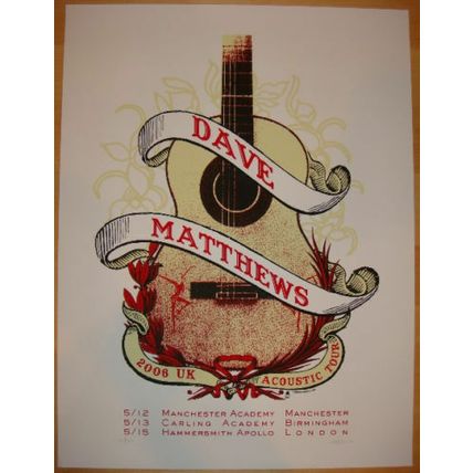 2006 DAVE MATTHEWS MANCHESTER LONDON GUITAR CONCERT POSTER 5/12 13 15 #/500 UK