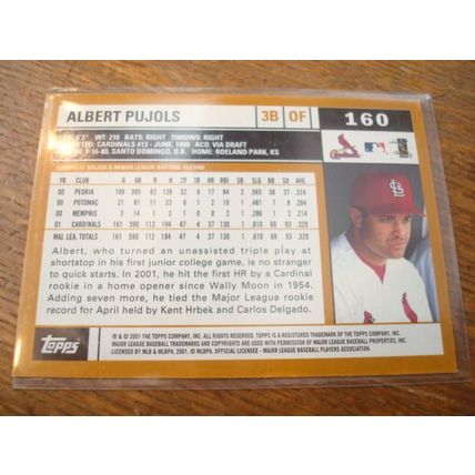 2002 Topps, Rookie Cup, ALBERT PUJOLS, Error, Polanco on Back