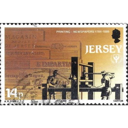 JERSEY, Early Printing Press, orange-brown 1990, 14p, #4