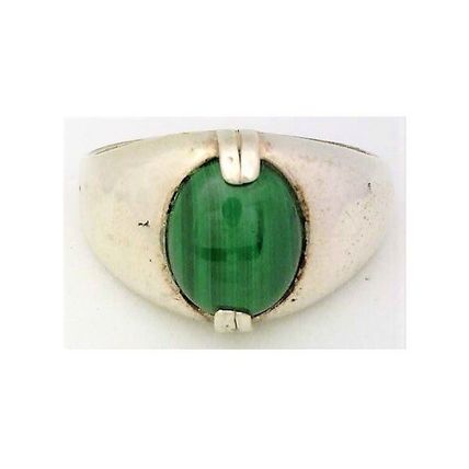Malachite Cast Sterling Silver Gemstone Ring 1 Sz 9
