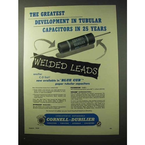 1950 Cornell-Dubilier Tubular Capacitors Ad