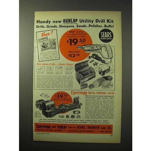 1950 Craftsman Metal Turning Lathe, Dunlap Drill Ad