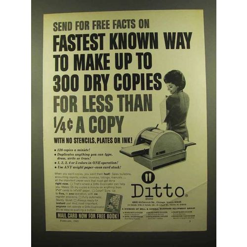 1965 Ditto Duplicator Ad - Fastest Known Way
