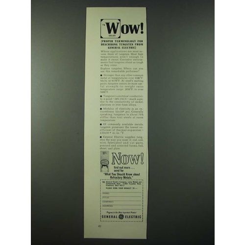 1965 General Electric Tungsten Ad