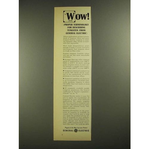1965 General Electric Tungsten Ad - Wow!