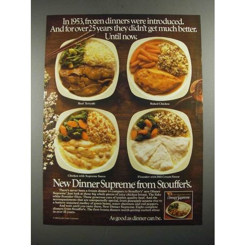 1987 Stouffer's Dinner Supreme Ad - Over 25 Years Didn't Get Much Better