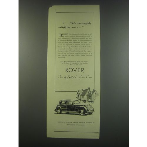 1949 Rover 75 Car Ad - This thoroughly satisfying car
