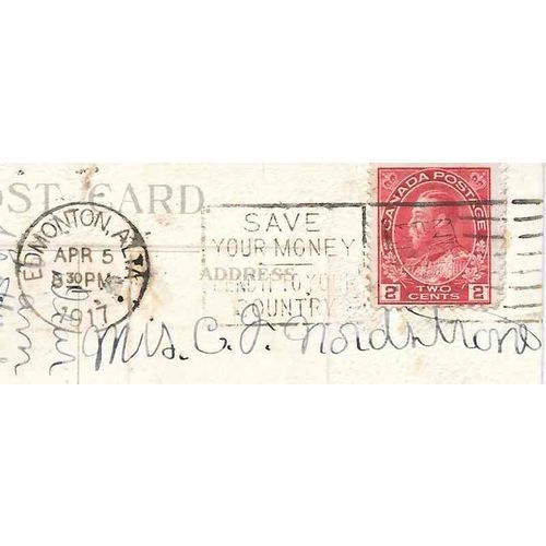 Canada Admiral Flag Slogan 1917 Edmonton Alberta "Save your money ..."