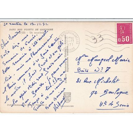 Forets de Gascogne France Postcard posted 1971 VGC
