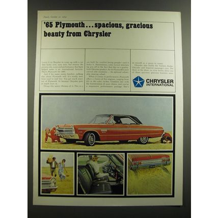 1965 Chrysler Plymouth Sport Fury Ad - 65 Plymouth.. Spacious, gracious beauty