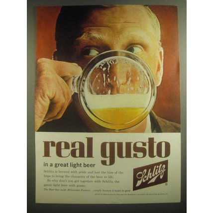 1962 Schlitz Beer Ad - Real Gusto