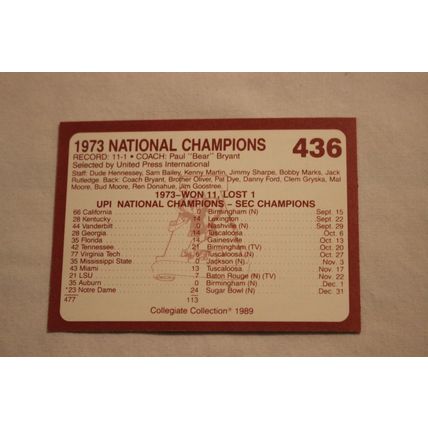 1973 National Championship 1989 Collegiate Collection Alabama's Finest NO. 436