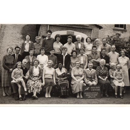 B&W Photo International Friendship League Holiday Centre Large Group People