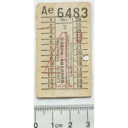 Vintage: ticket London Transport Country Buses 4d - CB1 2