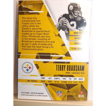 2015 Panini Certified TERRY BRADSHAW (Steelers) Immortals card #103 667/999