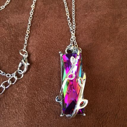 Natural Fire Rainbow Topaz Necklace #395 USA Seller