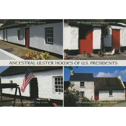 Ulster Irish Homes Of USA American Presidents Postcard