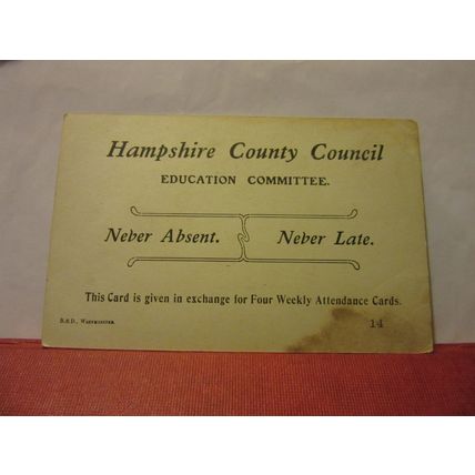 CHAPEL RUINS, BASINGSTOKE. HAMPSHIRE COUNTY COUNCIL SCHOOL ATTENDANCE card =