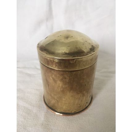 Vintage Solid Brass Lidded Canister Or Caddy Storage Jar Ammunition Appearance