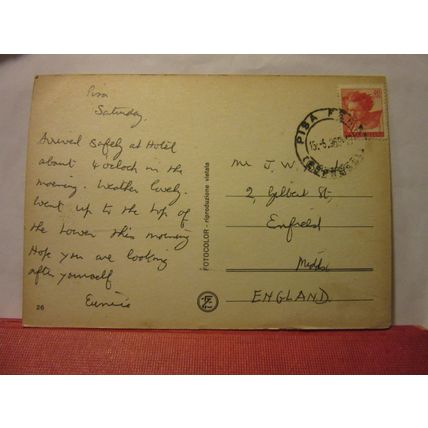 STORY OF LEANING TOWER OF PISA . used postcard 1965 postmark #