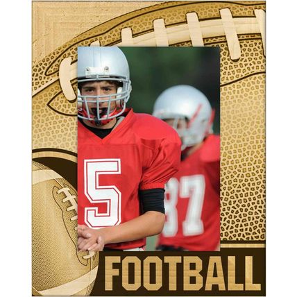 Football Laser Engraved Wood Picture Frame Portrait (8 x 10)