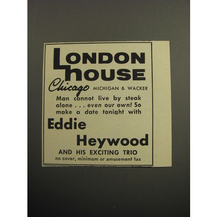 1957 London House Chicago Ad - Eddie Heywood and his exciting trio