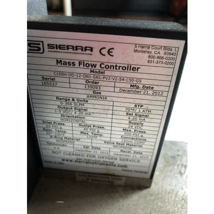 SIERRA C100H-DD-12-ON1-SN1-PV2-V2-S4-C50-GS MASS FLOW CONTROLLER,SMARTTRAK100,TD