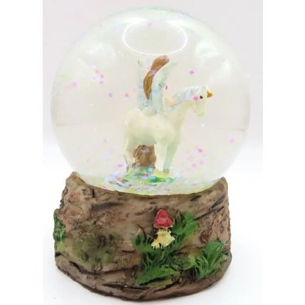 Blue Fairy & Unicorn Snowglobe Ornament Figurine 8 CM Gift Home Decor Mythical