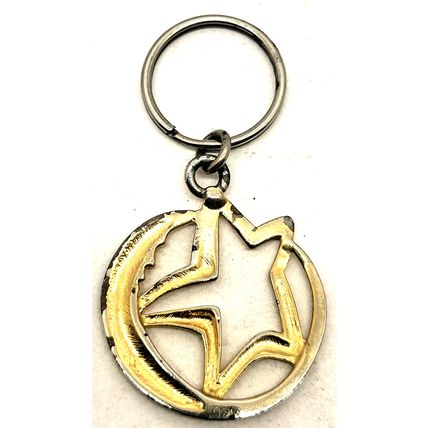1 3/4" Crescent Moon Stars Keychain Purse/Luggage Charm Clip Fob Gold-Tone