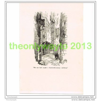 14th C CUL-DE-SAC, GRASSE, FRANCE, BOOK ILLUSTRATION (PRINT), 1920
