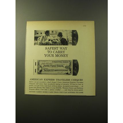 1960 American Express Travelers Cheques Advertisement