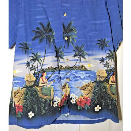 Vtg Styled by RJC Hawaiian Shirt Surfing Longboard Aloha S/S Men’s XL Hula Girl