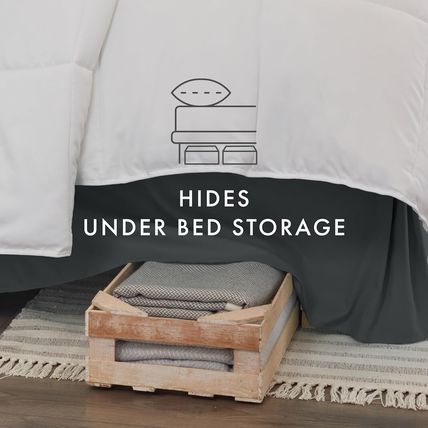 Linen Market Pleated Bed Skirt-14" Drop-78" X 80"-KING-GRAY-NEW-SEALED-FAST