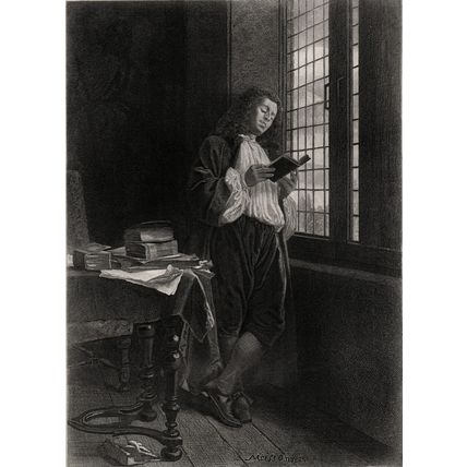 STUDENT 1866 Ernest Meissonier - Eugène Gervais VICTORIAN ENGRAVING