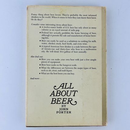 All About Beer Hardcover Book 1975 Edition by John H Porter