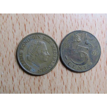 Netherlands 1961 5 Cents Coin