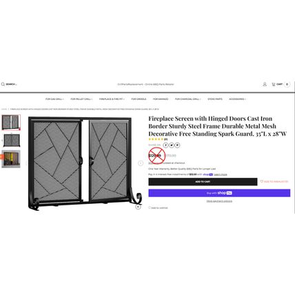 Fire Beauty Fireplace Screen w/ Hinged Doors, Metal Mesh Decorative Spark Guard