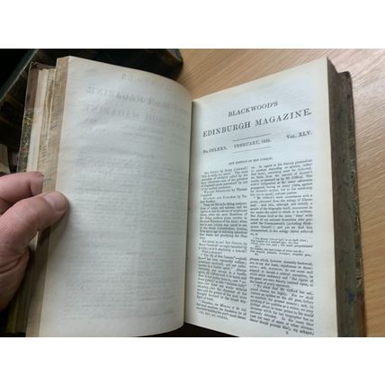 RARE* JAN-JUNE 1839 "BLACKWOOD'S EDINBURGH MAGAZINE" VOL 45 ANTIQUE BOOK (P6)