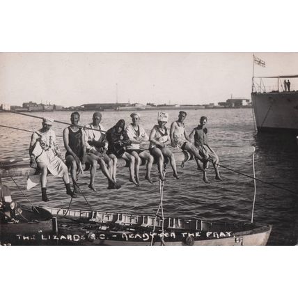 The Lizard Cornwall Amazing Old Swimmers Tightrope Old Postcard