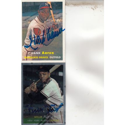 HANK AARON & WILLIE MAYS AUTO 2016/96 BRAVES & GIANTS HOF WORLD CHAMPION PLAYERS