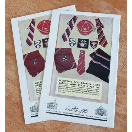 x 2 Vintage Rugby Union 1960's Programmes.