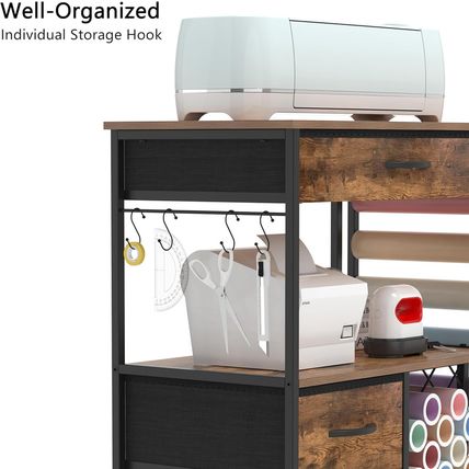 Storage Cart Compatible with Cricut Machines Stand Cutting Machine Stand with Dr