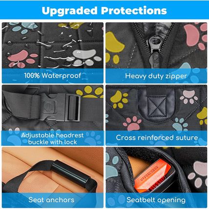 URPOWER Back Seat Extender for Dogs - Hard Bottom Dog Car Seat Cover Holds 400 L