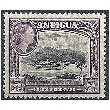 Antigua 1953 SG125 5c Black & Slate-Lilac Unmntd.Mint